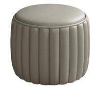 NTIYOU Escabel Taburete de Cuero for pies, Taburete bajo Simple for Porche, reposapiés Redondo pequeño, Taburete for sofá for Dormitorio, Sala de Estar, Taburete Creativo Salón(Grey)