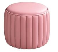 NTIYOU Escabel Taburete de Cuero for pies, Taburete bajo Simple for Porche, reposapiés Redondo pequeño, Taburete for sofá for Dormitorio, Sala de Estar, Taburete Creativo Salón(Pink)