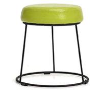 NTIYOU Escabel Taburete de Hierro, Taburete otomano, Taburete for Cambiar Zapatos, Asiento tapizado de Cuero, Taburete de Maquillaje, Marco Negro, Verde Hierba Claro Salón