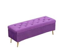 NTIYOU Escabel Taburete Largo Ligero de Terciopelo for Zapatos, Banco de Almacenamiento Multifuncional, Taburete Largo for habitación, Taburete Creativo Salón(Purple)
