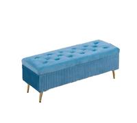NTIYOU Escabel Taburete Largo Ligero de Terciopelo for Zapatos, Banco de Almacenamiento Multifuncional, Taburete Largo for habitación, Taburete Creativo Salón(BLU)