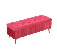 NTIYOU Escabel Taburete Largo Ligero de Terciopelo for Zapatos, Banco de Almacenamiento Multifuncional, Taburete Largo for habitación, Taburete Creativo Salón(Red)