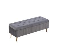 NTIYOU Escabel Taburete Largo Ligero de Terciopelo for Zapatos, Banco de Almacenamiento Multifuncional, Taburete Largo for habitación, Taburete Creativo Salón(Light Gray)