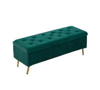 NTIYOU Escabel Taburete Largo Ligero de Terciopelo for Zapatos, Banco de Almacenamiento Multifuncional, Taburete Largo for habitación, Taburete Creativo Salón(Dark Green)