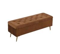 NTIYOU Escabel Taburete Largo Ligero de Terciopelo for Zapatos, Banco de Almacenamiento Multifuncional, Taburete Largo for habitación, Taburete Creativo Salón(Brown)