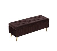NTIYOU Escabel Taburete Largo Ligero de Terciopelo for Zapatos, Banco de Almacenamiento Multifuncional, Taburete Largo for habitación, Taburete Creativo Salón(Dark Brown)