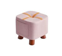 NTIYOU Escabel Taburete Multifuncional for Cambiar Zapatos de Entrada, Taburete Cuadrado, reposapiés con Patas de Madera for Taburete Creativo Salón(Pink)