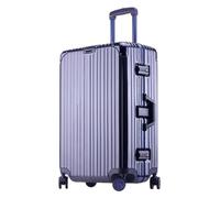 NTIYOU Maletas Equipaje con Ruedas giratorias Maleta de Gran Capacidad Marco de Aluminio de Color Brillante Equipaje de Mano Resistente al Desgaste Equipo de Viaje (Color : Blue-, Size : 26inch)