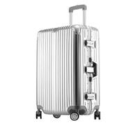 NTIYOU Maletas Equipaje con Ruedas giratorias Maleta de Gran Capacidad Marco de Aluminio de Color Brillante Equipaje de Mano Resistente al Desgaste Equipo de Viaje (Color : Silver-, Size : 29inch)