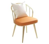 NTIYOU Silla de Escritorio Silla de Oficina cómoda y Suave, Silla de Escritorio, Silla de Comedor semicircular Informal, sillas Simples, Soporte Lumbar Cómodo(Gold-Orange)