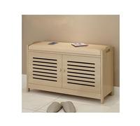 NTIYOU Zapateros Zapatero de 2 Niveles, Banco, Organizador de Almacenamiento de Zapatos, gabinetes de despensa con Puerta, for Entrada, Sala de Estar Puerta Principal(Light Wood,60cm)