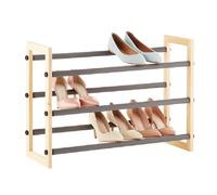 NTIYOU Zapateros Zapatero de 3 Niveles for el hogar, Estante retráctil Multifuncional for Zapatos, Organizador de Almacenamiento for Entrada Puerta Principal(Wood Color)