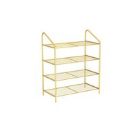 NTIYOU Zapateros Zapatero de Hierro Simple y Moderno, Estante for Zapatos Multicapa, Estante de Almacenamiento for Zapatos, Organizador de Zapatos for Dormitorio Puerta Principal(Gold,4 Tier)