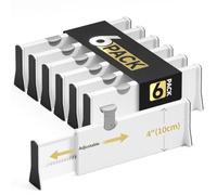 NTQNOIKA Organizador de cajones ajustable, paquete de 6, separadores ajustables de 4 pulgadas de alto, expandibles de 11 a 17 pulgadas para dormitorio, baño, armario, ropa, oficina, cocina, color