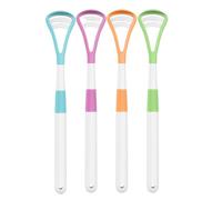 NTRUXZP 4 PCS Raspador Lengua, Rascador de Lengua 2 en 1 de Plástico, Cepillo y Raspado, Combate el Mal Aliento, Mejora la Salud Bucal, Tongue Scraper para Limpieza Bucal, Fácil de Limpiar