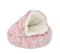 NTUQCAW Cama tipo cueva para perros pequeños, gatos y mascotas, camas redondas de felpa para calmar la ansiedad, con cubierta esponjosa, acogedoras camas para cachorros, parte inferior antideslizante,