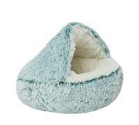 NTUQCAW Cama tipo cueva para perros pequeños, gatos y mascotas, camas redondas de felpa para calmar la ansiedad, con cubierta esponjosa, acogedoras camas para cachorros, parte inferior antideslizante,