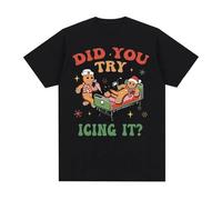 NTUSLFPG Did You Try Icing It Funny Mmeme T Shirt School Nurse Christmas T-Shirts Men Vintage Casual 100% Cotton Black L