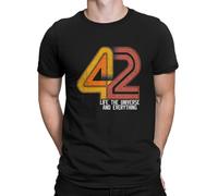 NTUSLFPG Life The Universe and Everything Men T Shirts The Hitchhikers Guide To The Galaxy Film Awesome Tees Short Sleeve O Neck Black M
