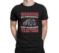 NTUSLFPG Men Warning Tractors T Shirts Vintage Truck 100% Cotton Clothes Funny Short Sleeve Crewneck Tees Party T-Shirts Black S