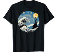 NTUSLFPG The Great Starry Wave Gift Cool O-Neck Cotton T Shirt Men Casual Short Sleeve Tees Black XXL