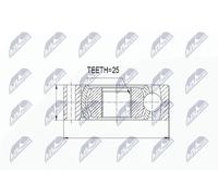 NTY Cojinete Articulado Barra Axial NPW-WW-022 Para Audi VW 100 mm