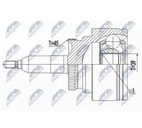 NTY Juego Articulado Semieje NPZ-FR-055 105mm Delantero Lado Rueda