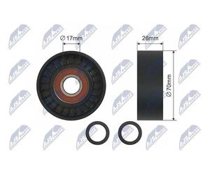 NTY Rodillo Tensionador Correa Poli V RNK-BM-013 Para BMW 70 mm x 26 mm