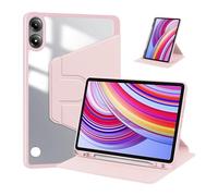 NTYHNFMIH 360° Rotating Transparent Back Shell Bracket Acrylic Cover Suitable for Redmi Pad Pro 12.1 Inch(Rosado)