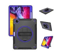 NTYHNFMIH Anti-Fall Silicone Shell, Strap and Shoulder Protective Cover Suitable for iPad 11th (2025)/10th Generation -10.9 Inches(Black+Blue (Bracelet))