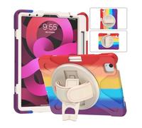 NTYHNFMIH Lanshui Fundas, 360° Ratating Hand Strap Rainbow Drop-Proof Protective Case Compatible with iPad Air 11 (2025)/Air4/5/6-10.9 Inch Universal(Vibrant Red (no Straps))