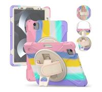 NTYHNFMIH Lanshui Fundas, 360° Ratating Hand Strap Rainbow Drop-Proof Protective Case Compatible with Samsung Galaxy Tab S8 plus/S9plus/S9FEplus 12.4 Inch(Vibrant Pink (with Straps))