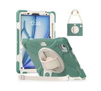 NTYHNFMIH Lanshui Fundas, Anti Drop Shell Pen Slot Shoulder Strap Protective Cover Suitable for iPad Mini 7 2024/mini6 8.3 Inch Universal(Emerald Green (Wristband+Strap))
