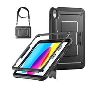 NTYHNFMIH Lanshui Fundas, Honeycomb Large Bracket, Protective Shell Cover Suitable for iPad Air 13 M3 A3268(2025)/Air 13 M2 (2024)(Black+Strap)