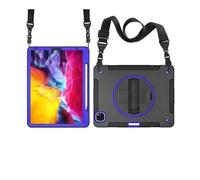 NTYHNFMIH Lanshui Fundas, Strap and Shoulder Protective Cover Anti-Fall Silicone Shell Suitable for iPad Pro 13 inch-2024/2025(Black+Blue (Bracelet+Strap))