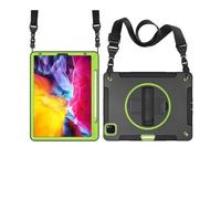 NTYHNFMIH Lanshui Fundas, Strap and Shoulder Protective Cover Anti-Fall Silicone Shell Suitable for iPad Air 13 inch-2024/2025(Black+Green (Bracelet+Strap))