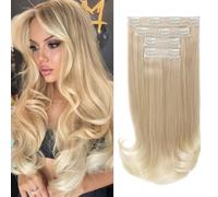 NTYNTY Extensiones de cabello con clip, 4 extensiones de clip de 16 pulgadas para mujer, corte en capas, extensiones naturales ligeras con trama invisible más fina y suave, color rubio oscuro con