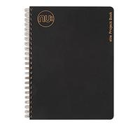 NU - Cuaderno de proyectos A5 con espiral negro, 160 páginas, papel rayado, color crema, cuaderno estacionario, reciclado y certificado FSC, elegante y duradero, gama Kraft
