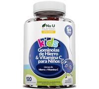 Nu U Nutrition Gominolas de Hierro y Vitamina C para Niños Mayores de 5 Años - 120 Ositos Veganos Sabor Arándano - Suministro 4 Meses - 7mg Hierro + 10mg Vitamina C