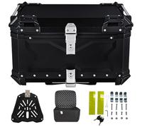 NUACOS Baúl Moto Impermeable de Aluminio Top Case Con Cerradura de Seguridad, Accesorios para Almacenamiento de Casco, Universal Topcase Maletero de Scooter (Negro, 45L)