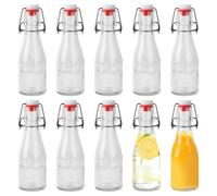 Nuangoo 10 Botellas de Cristal 150ml con Tapón Hermético, Botellas de Vidrio Reutilizables Botella de Cristal para Cerveza, Aceite, Vinagre, Refrescos (150ML)