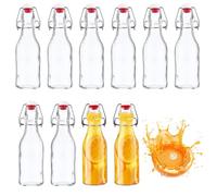 Nuangoo 10 Botellas de Cristal 250ml con Tapón Hermético,Botellas de Vidrio Reutilizables Botella de Cristal para Cerveza, Aceite, Vinagre, Refrescos