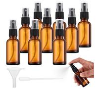 Nuangoo 10Piezas Bote Spray Pulverizador Cristal Ambar, 30 ml pulverizador cristal, con gotero y embudo, adecuado para aceites esenciales, Productos para el Cuidado de la piel, Perfumes, Masajes