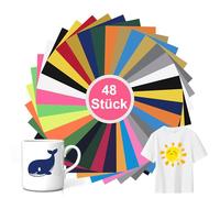 Nuangoo 48 Piezas Vinilo Termoadhesivo Textil 30,5×20,5 cm - Papel Transfer Textil Compatible con Todas las Máquinas de Corte, para Sombreros y Tejidos Camisetas, Prendas de Vestir