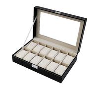 Nuangoo Caja de Relojes, Estuche con Cerradura, Soporte de Exhibición con Tapa de Cristal y Forro de Terciopelo