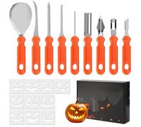 Nuangoo Juego de 20 herramientas para tallar calabaza de Halloween, de acero inoxidable, para decoración de calabaza, para Halloween, niños y familias