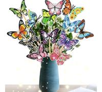 Nuangoo Mariposa de pintura de diamantes, 12 unidades, decoración de primavera, manualidades, accesorios para niños, ideal para jardines e interiores