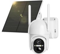 NUASI Cámara de vigilancia 4G LTE con batería para exteriores con tarjeta SIM y tarjeta de memoria de 32 GB, cámara solar PTZ 2K inalámbrica sin wifi para exteriores, giratorio 355°/100°, visión