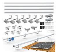 NuaSol PV fotovoltaica - Juego de 2 ganchos para techo de tejas, incluye perfil de aluminio solar, tapas finales, clips finales de 35 mm, hasta 115 cm de ancho por módulo y 35 mm de altura, color