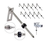 NuaSol Tornillos de stock con chapa adaptadora, M10 x 200 mm, de acero inoxidable, paquete de 10 unidades, material: acero inoxidable (SUS304)